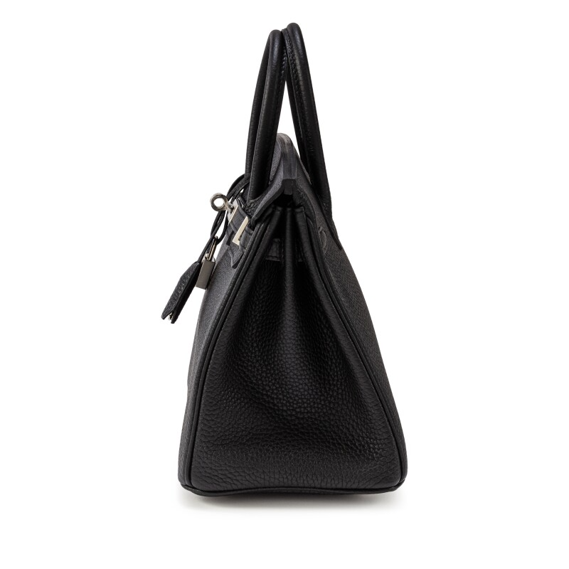 Black Togo Birkin 25 Palladium Hardware