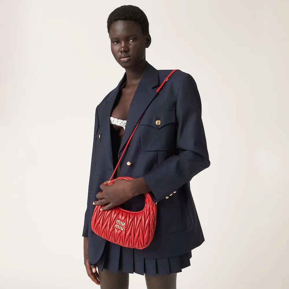 Wander matelassé nappa leather mini hobo bag