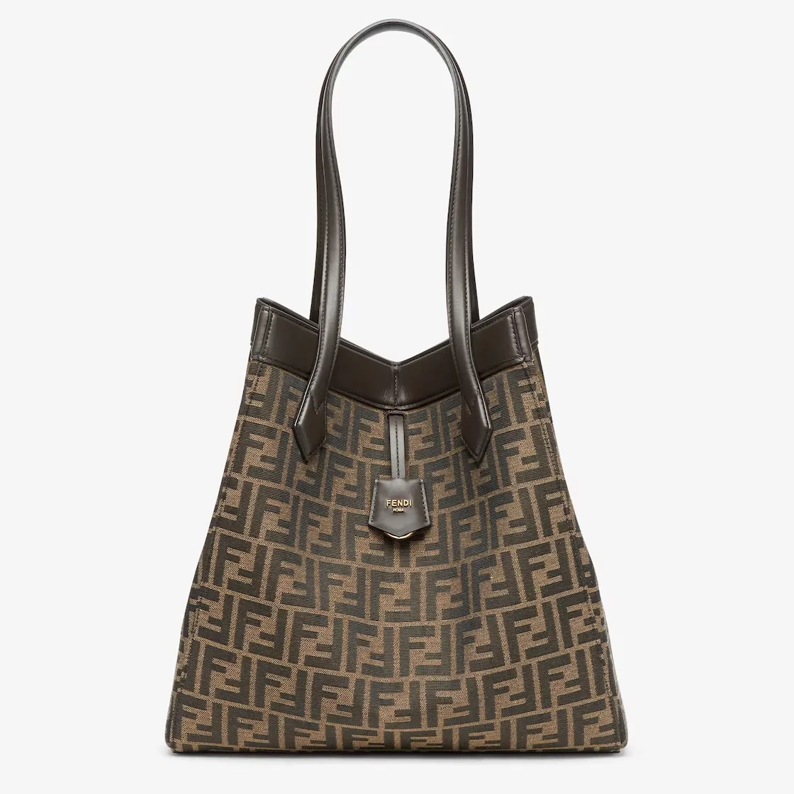 Fendi Origami Large Brown FF jacquard fabric bag that can be transformed