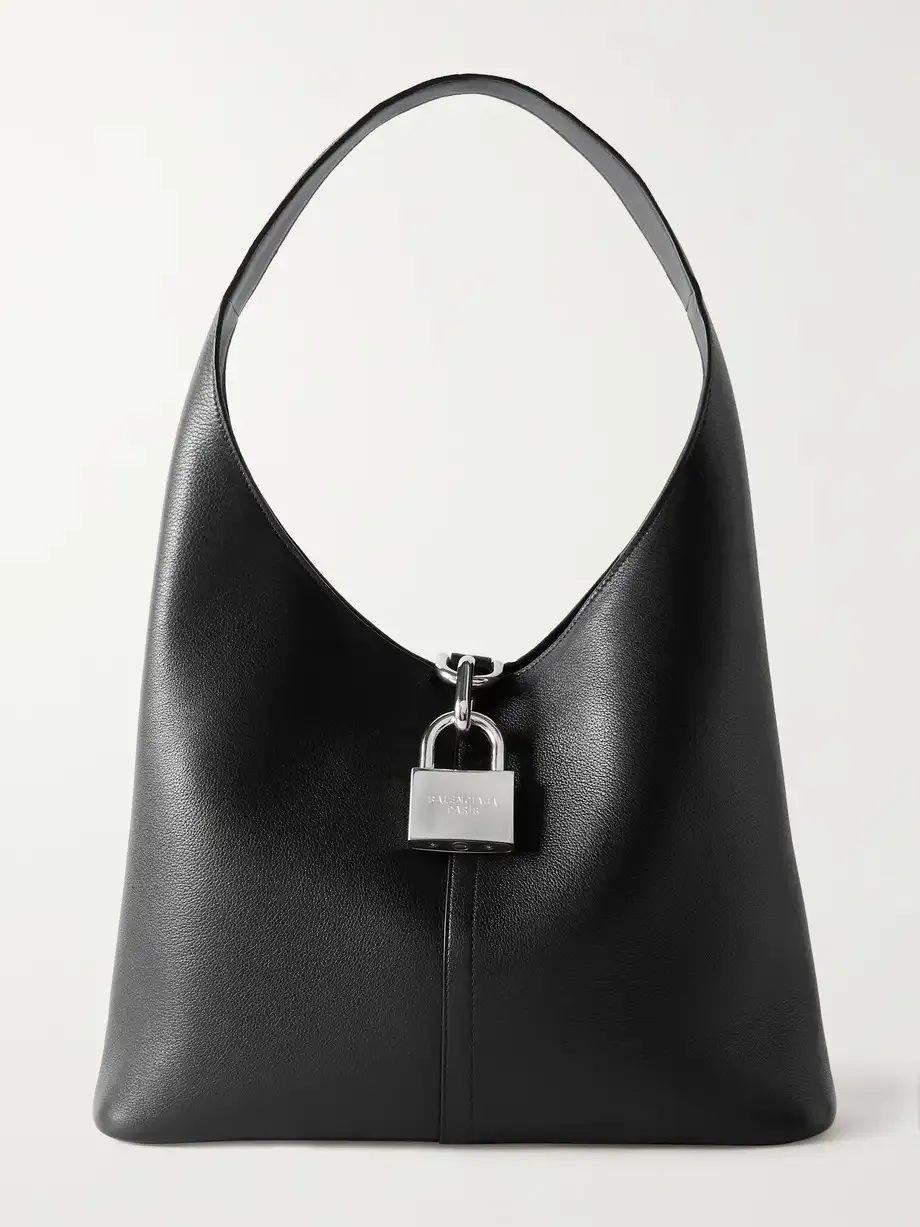 North-South medium embellished textured-leather tote