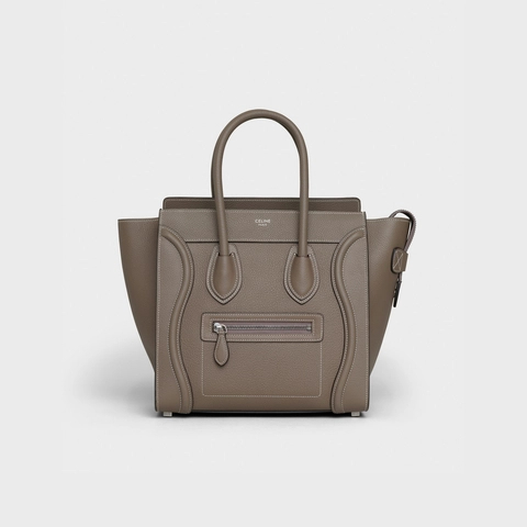 MICRO LUGGAGE HANDBAG IN DRUMMED CALFSKIN SOURIS