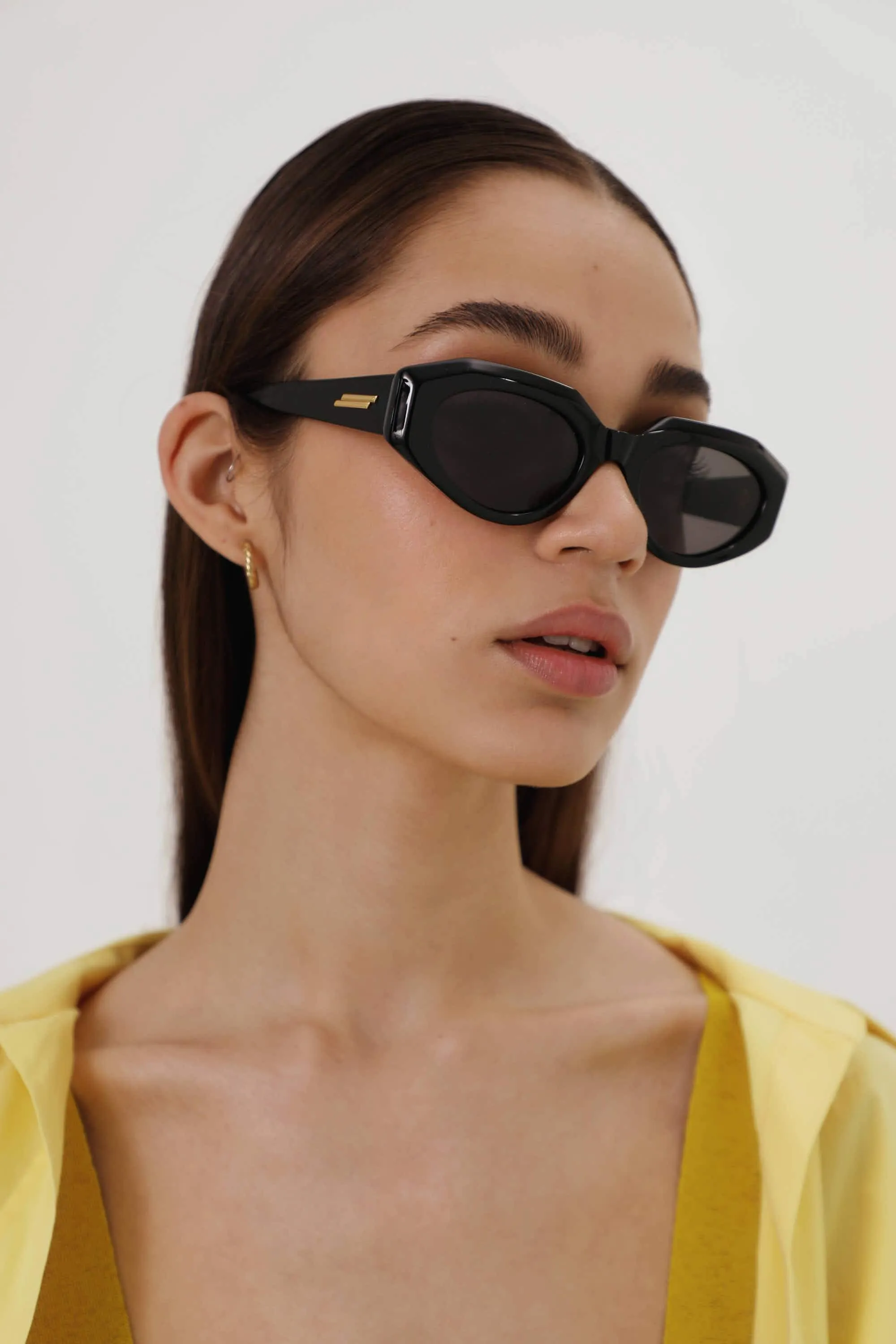 Bottega Veneta bold oval black sunglasses