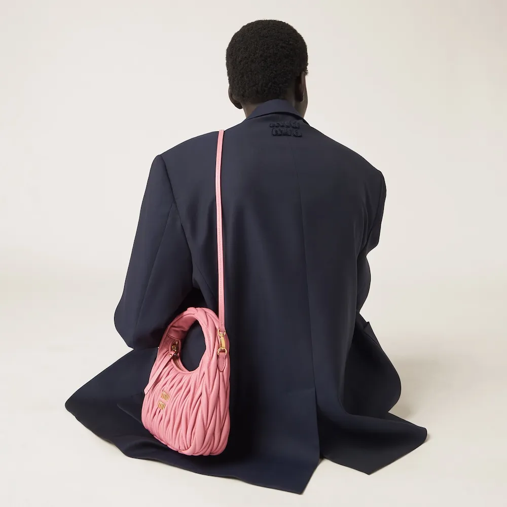 Wander matelassé nappa leather mini hobo bag