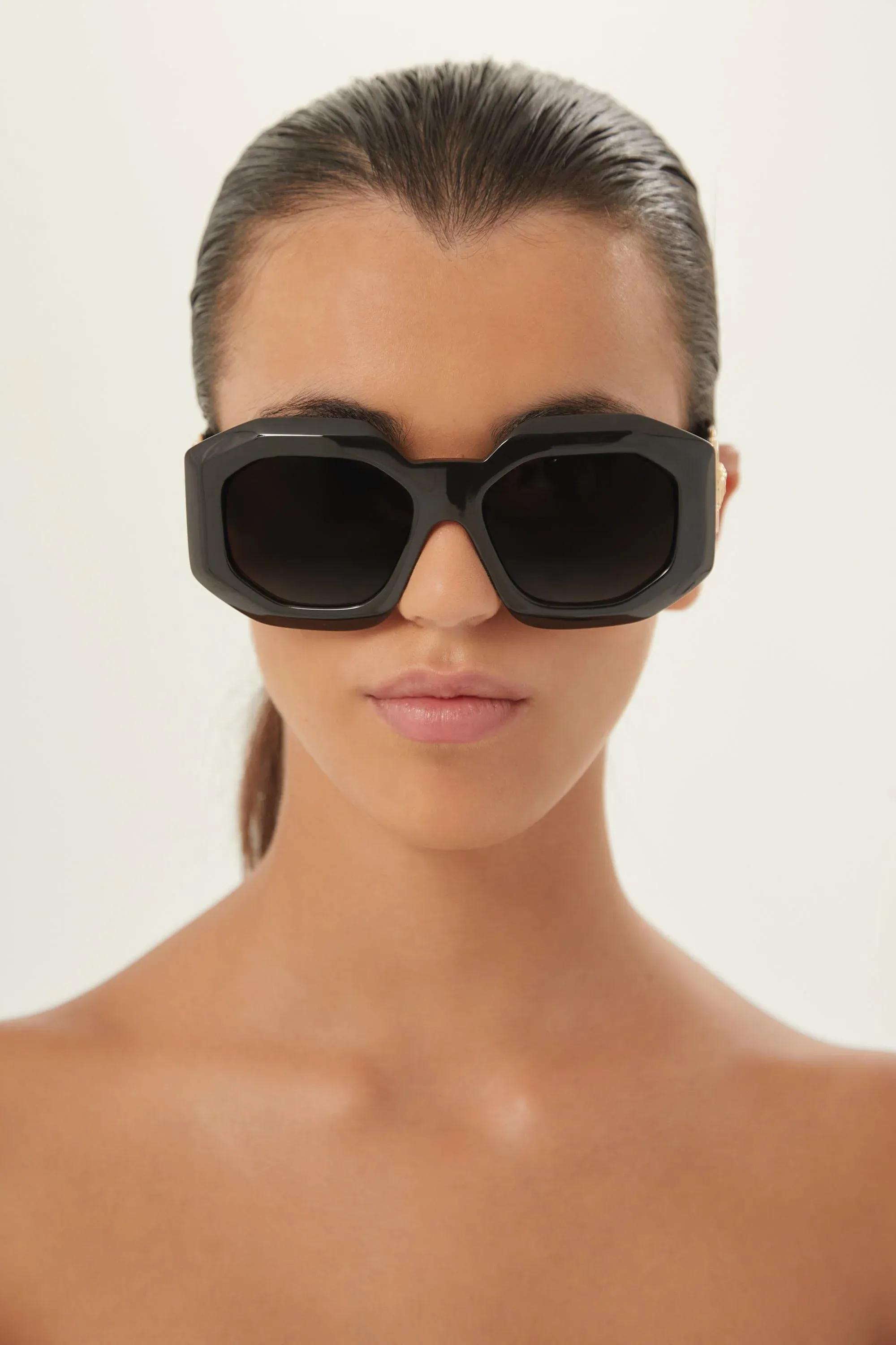 Versace biggie oversized sunglasses in black with iconic jellyfish