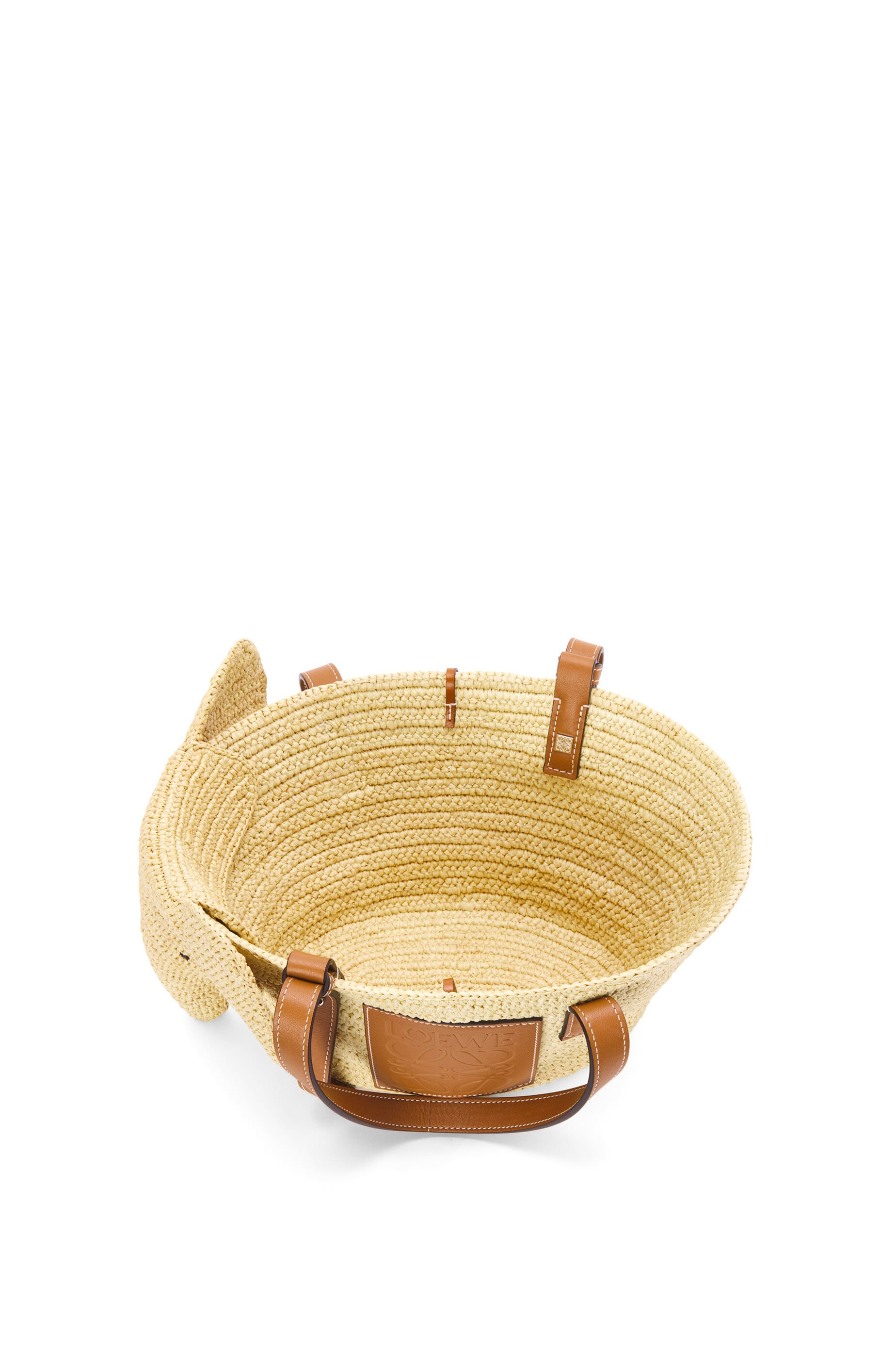 Small Elephant Basket bag in raffia and calfskin