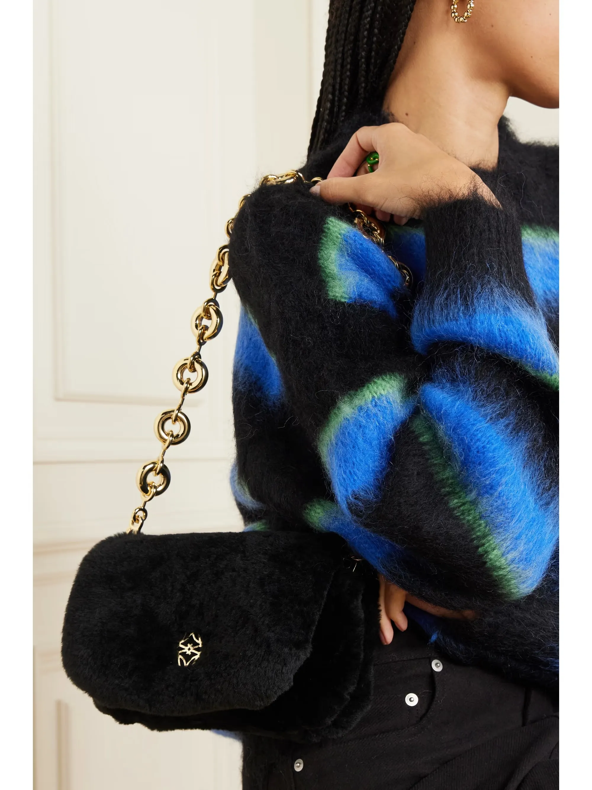 Goya Puffer mini shearling shoulder bag