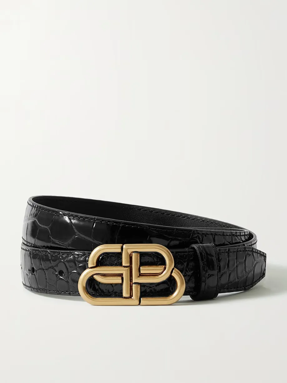 BB croc-effect leather waist belt