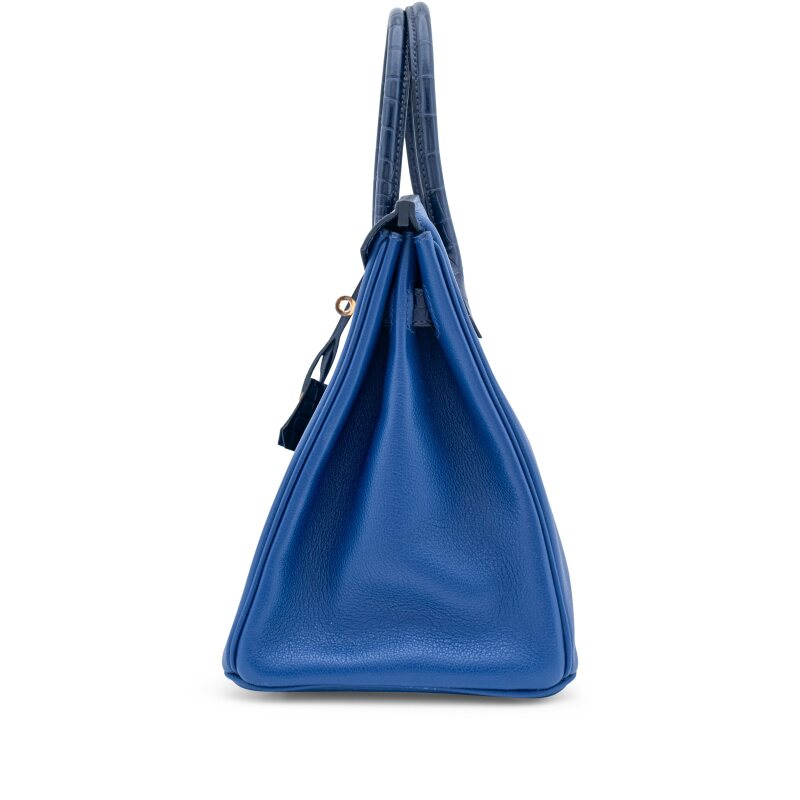 Bleu Indigo Matte Alligator & Saphir Taurillon Novillo Birkin Touch 30 Rose Gold