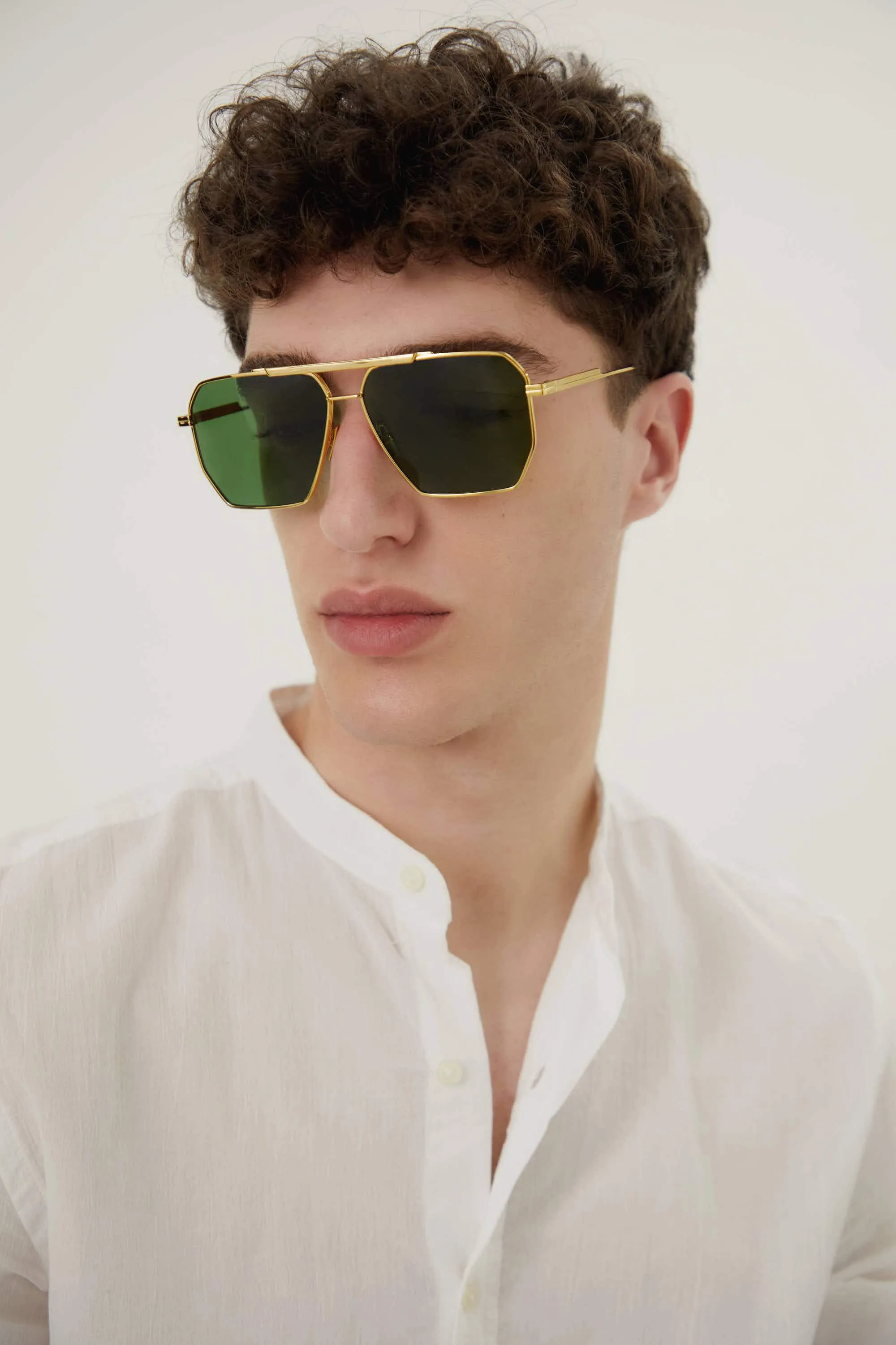 Bottega Veneta UNISEX super light caravan gold green sunglasses