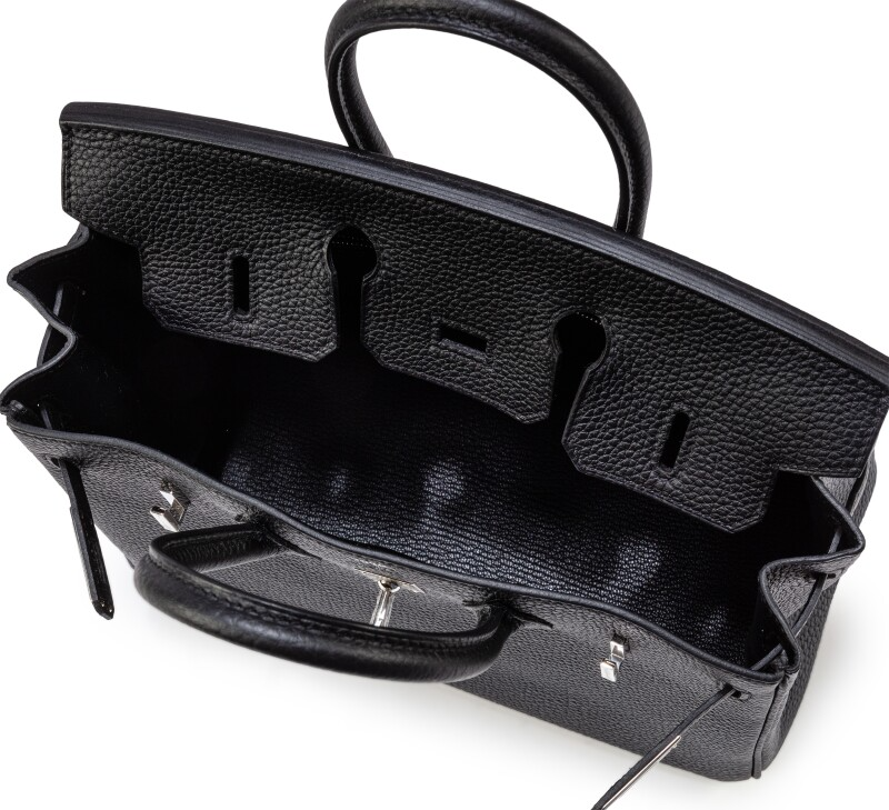 Black Togo Birkin 25 Palladium Hardware