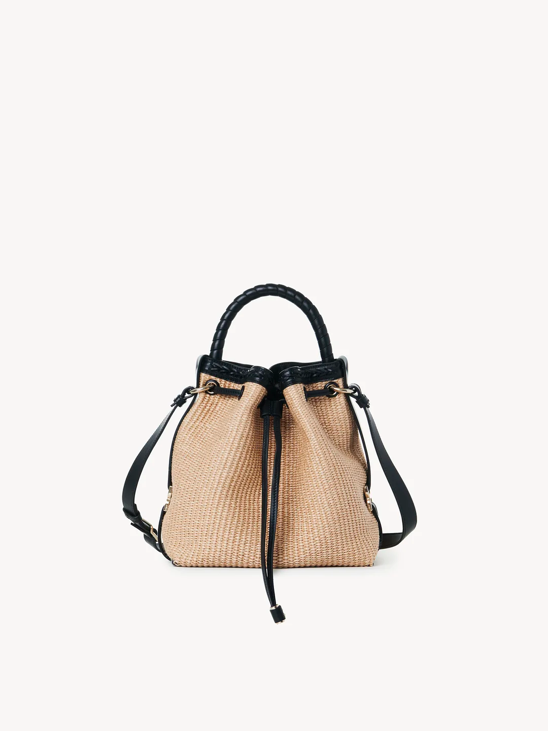 Marcie Bucket Bag In Soft Leather & Braided Fibers