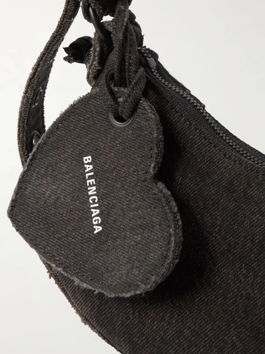 Le Cagole small embellished denim shoulder bag