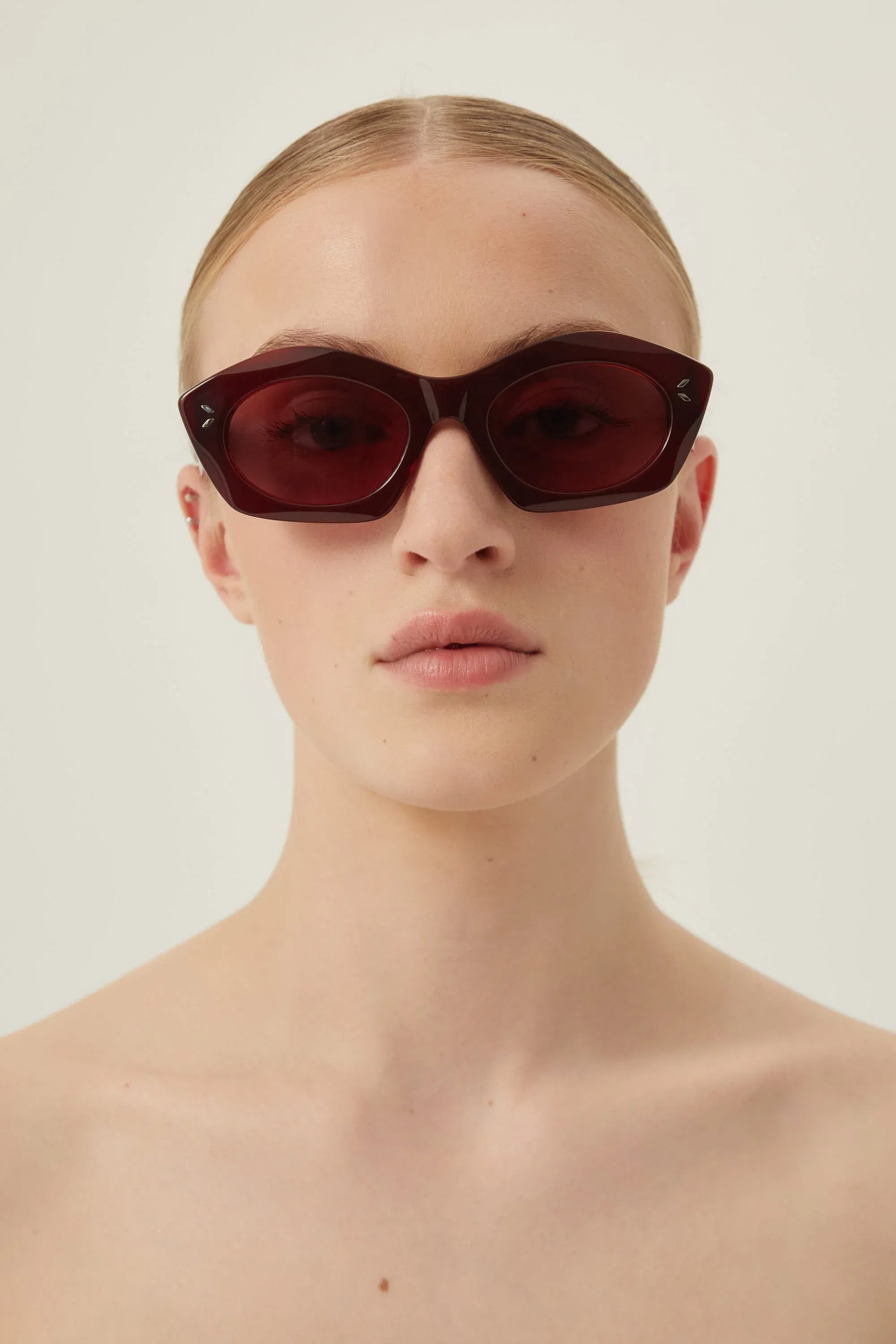 MCQ burgundy bold geometric sunglasses