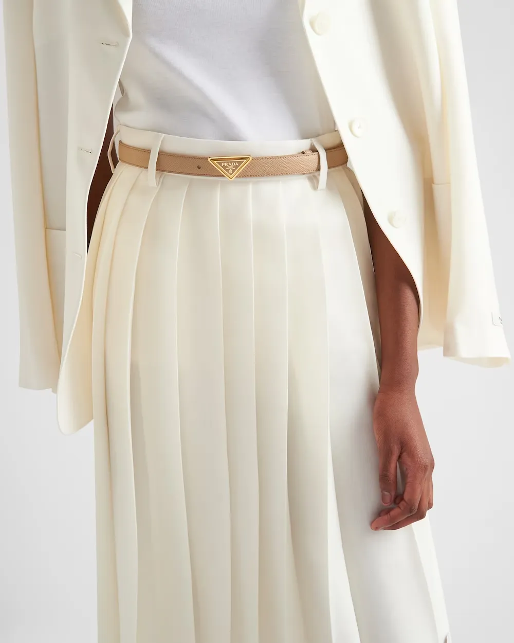 Saffiano leather belt