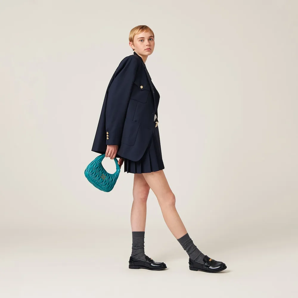 Wander matelassé nappa leather mini hobo bag