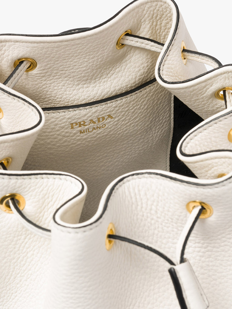 Prada Leather Bucket Bag in White