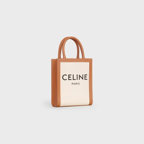 MINI VERTICAL CABAS CELINE IN TEXTILE WITH CELINE PRINT AND CALFSKIN