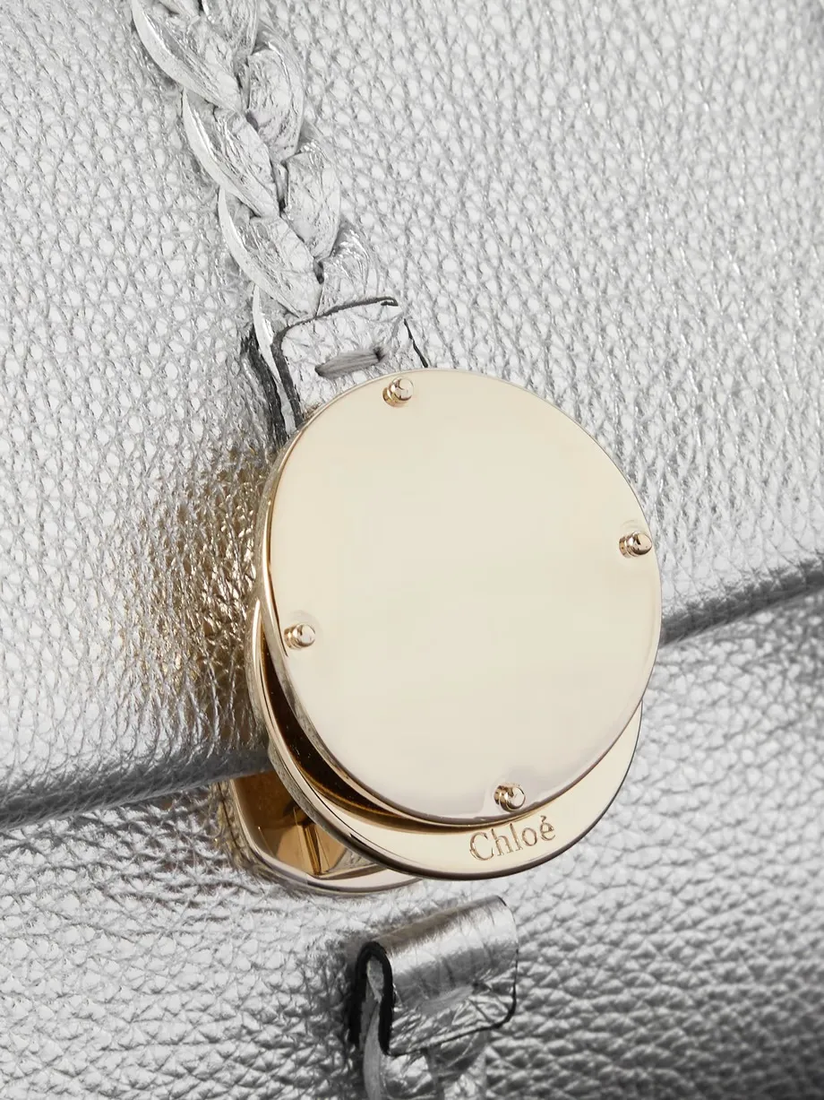 Penelope braided metallic textured-leather shoulder bag