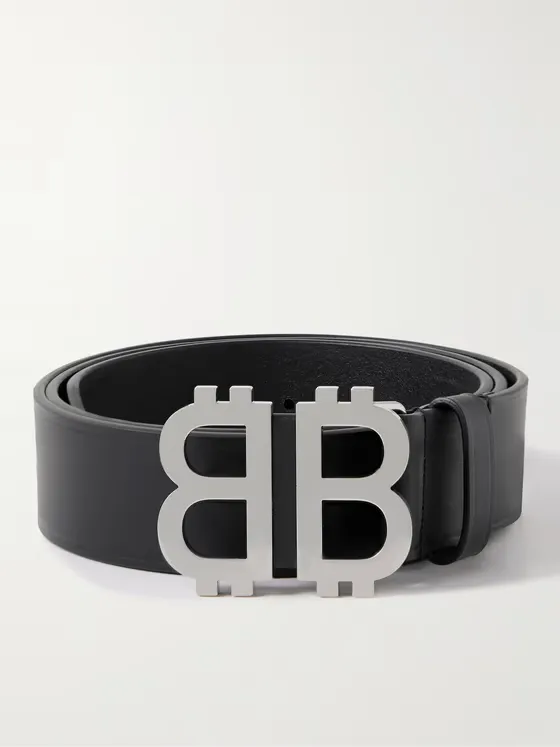 3.5cm BB Crypto Logo-Embellished Leather Belt