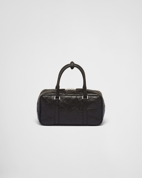 Prada Small antique nappa leather top handle bag - Black