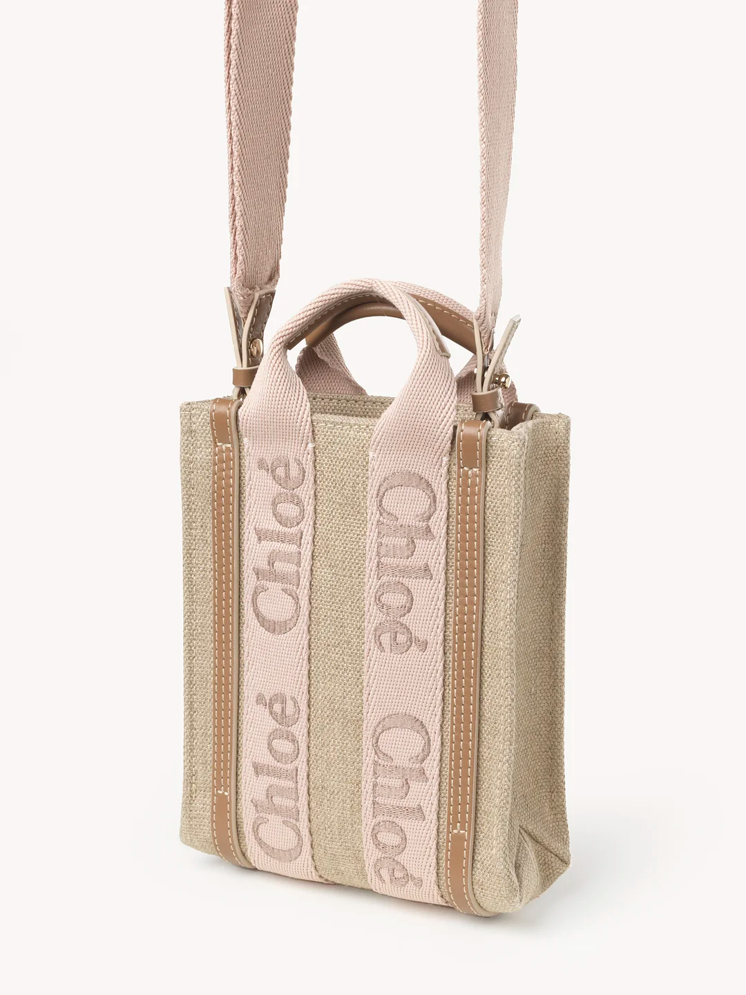 MINI WOODY NORTH SOUTH TOTE BAG IN LINEN