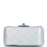 Chanel Mini Classic Square Flap Bag Blue Iridescent Calfskin Silver Hardware