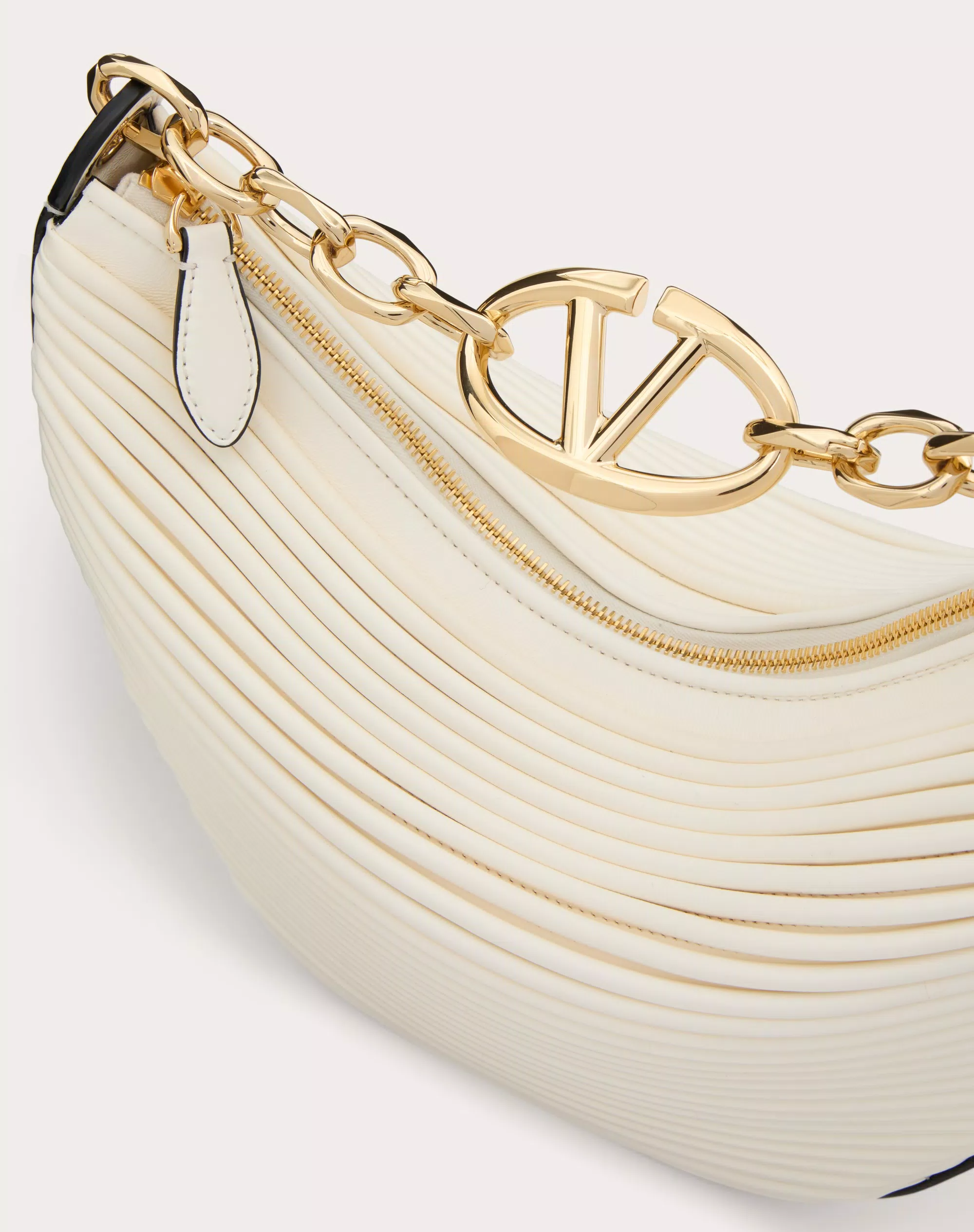 SMALL VLOGO MOON HOBO BAG IN NAPPA LEATHER WITH CHAIN