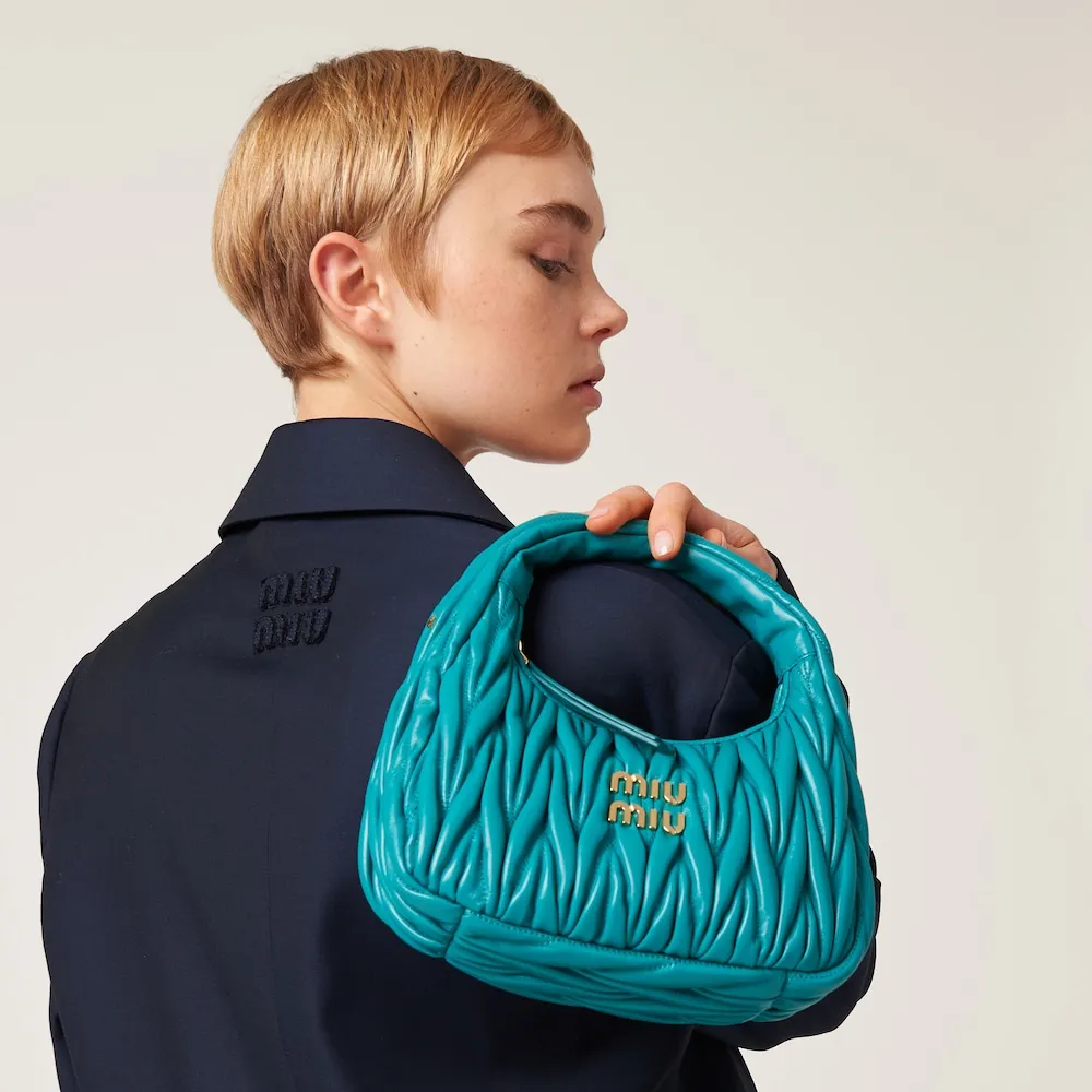 Wander matelassé nappa leather mini hobo bag