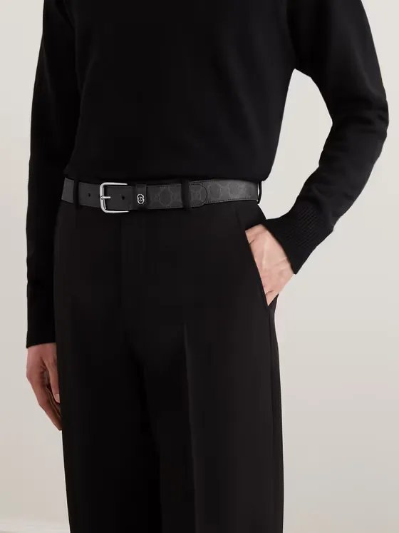 3.5cm Monogrammed Leather Belt