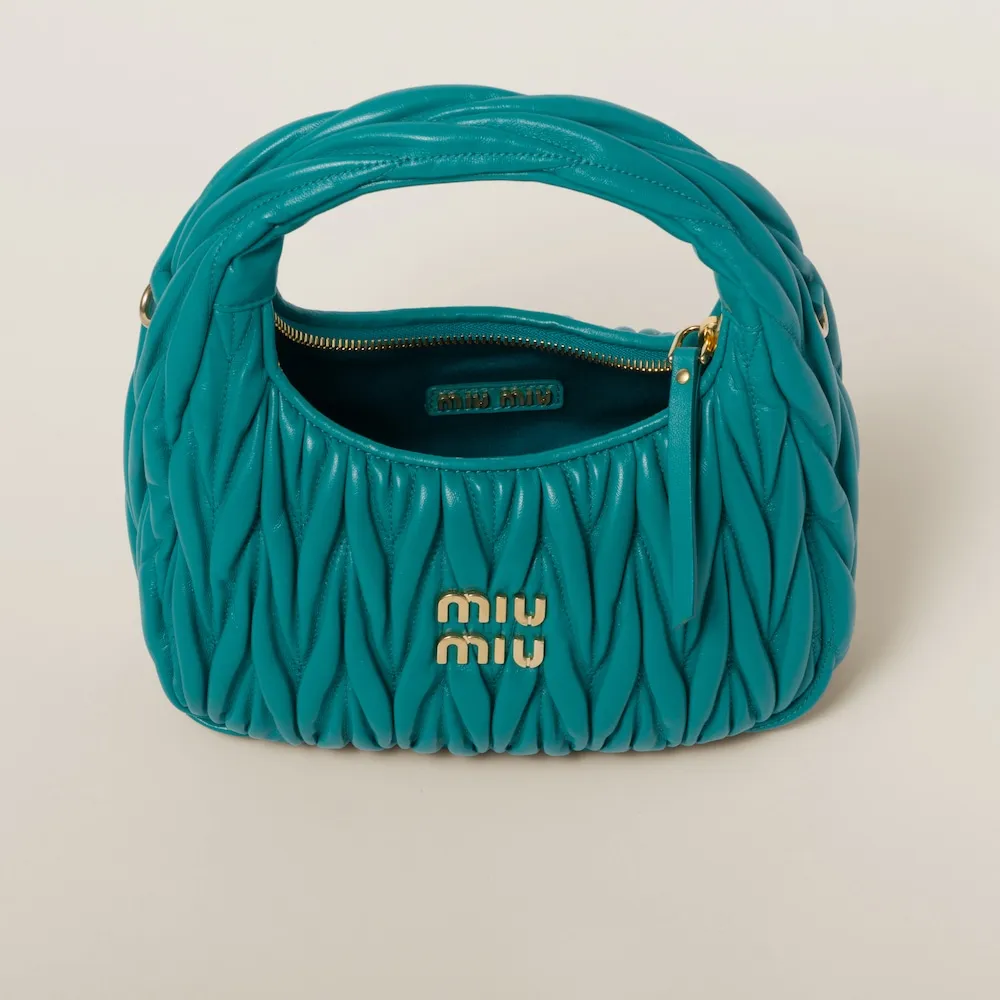 Wander matelassé nappa leather mini hobo bag