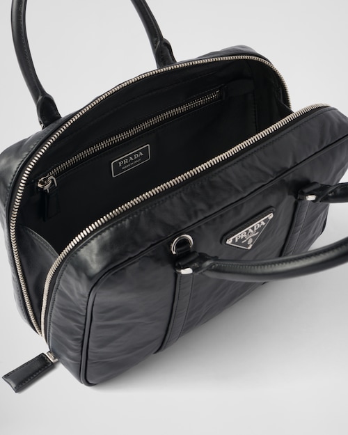 Prada Medium antique nappa leather top handle bag - Black