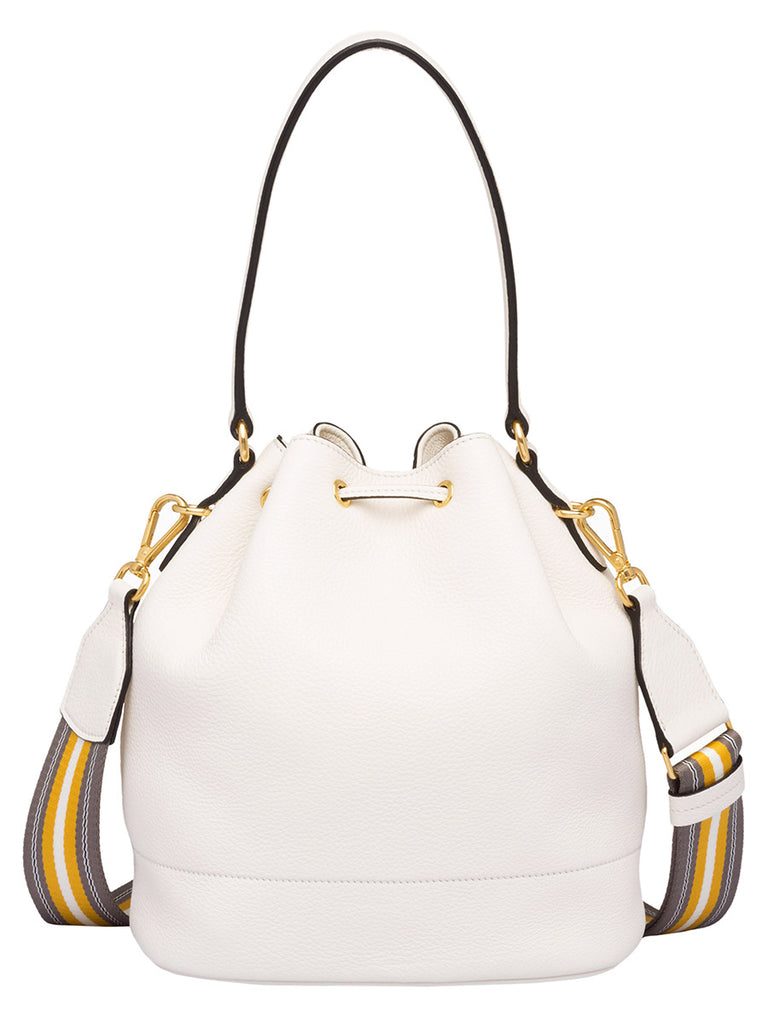 Prada Leather Bucket Bag in White