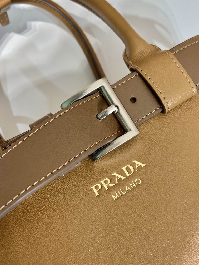 Prada Buckle large leather handbag with belt
