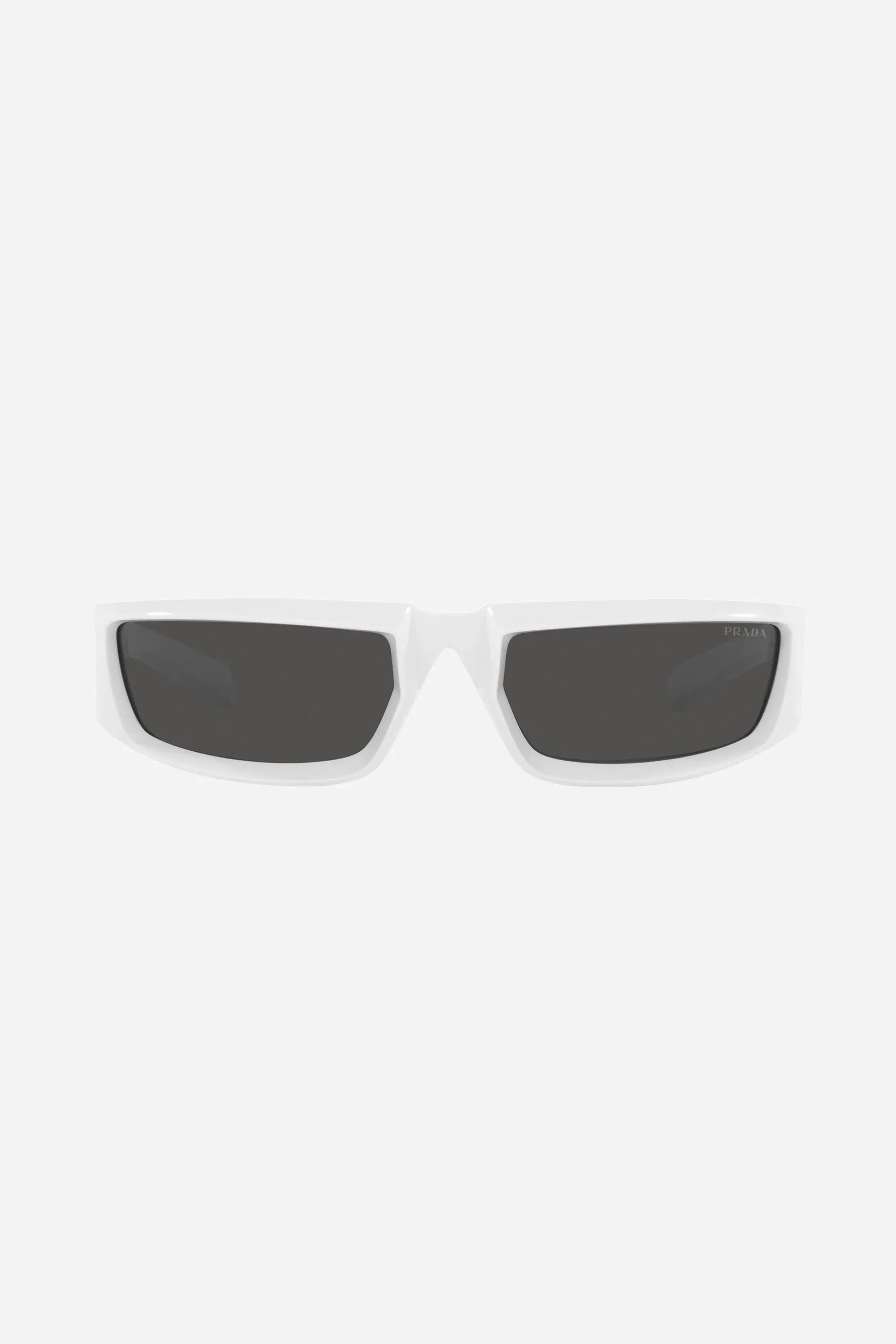 Prada runway wrap around white sunglasses