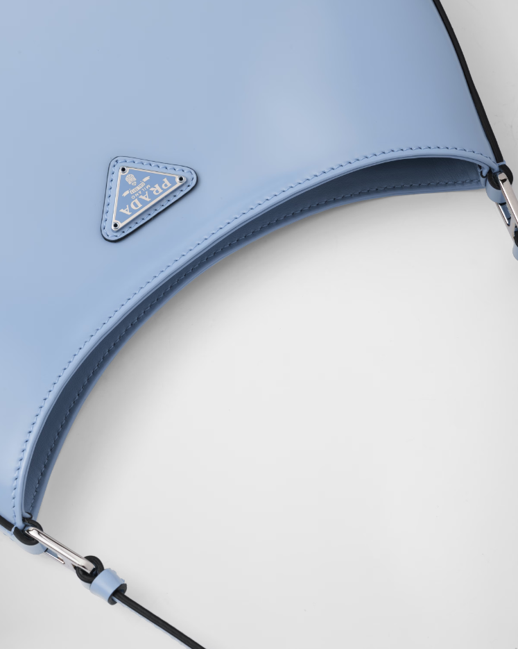 Prada Cleo brushed leather shoulder bag - Celeste