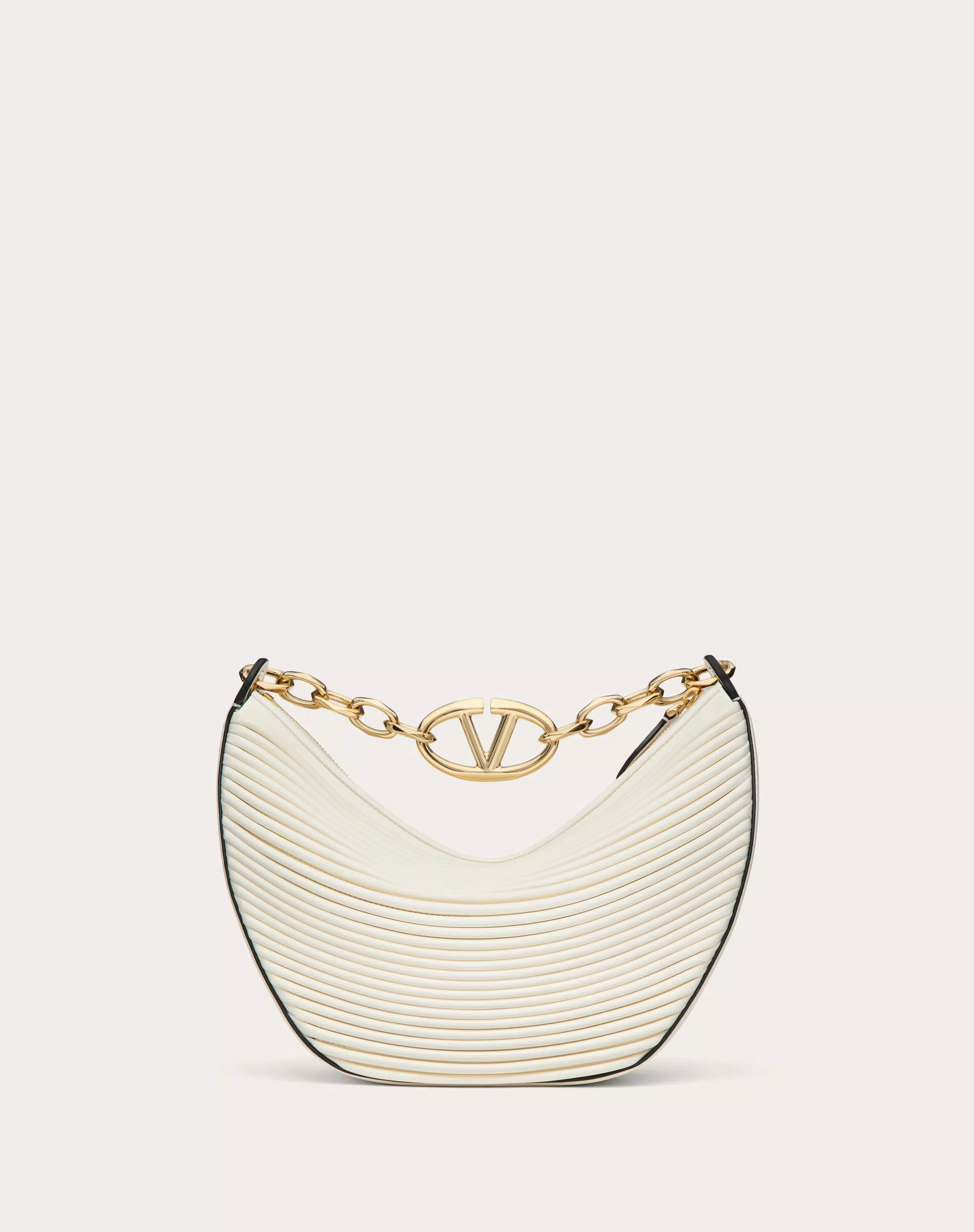 SMALL VLOGO MOON HOBO BAG IN NAPPA LEATHER WITH CHAIN