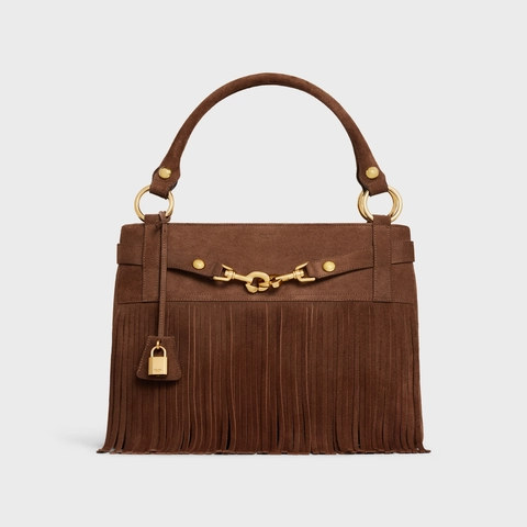 MEDIUM ANNABEL BAG WITH FRINGES IN SUEDE CALFSKIN BROWN