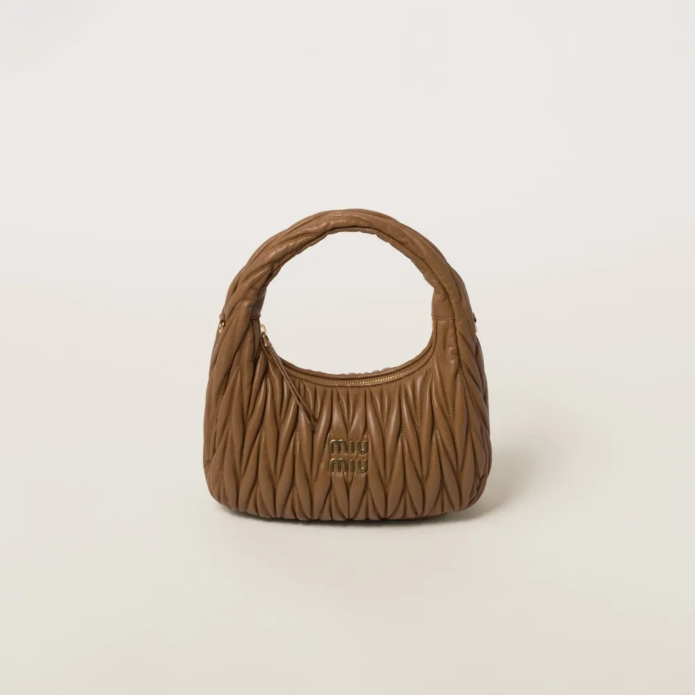 Wander matelassé nappa leather hobo bag 18cm