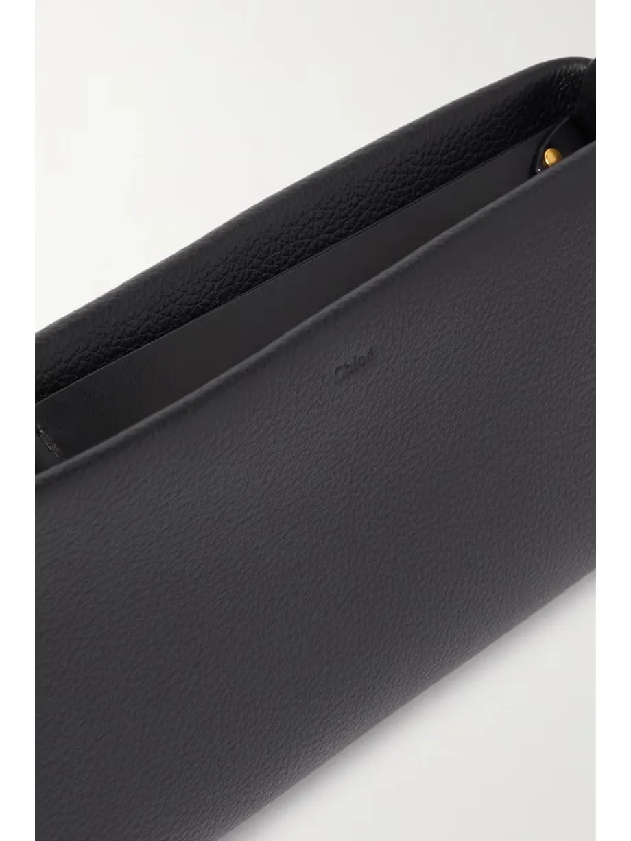 Marcie textured-leather clutch