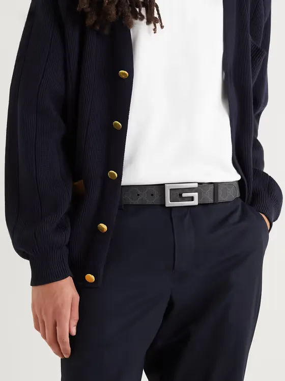 3.5cm Reversible Monogrammed Leather Belt