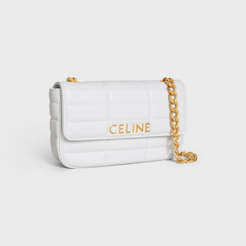 CHAIN SHOULDER BAG MATELASSE MONOCHROME CELINE IN QUILTED CALFSKIN ARCTIC WHITE