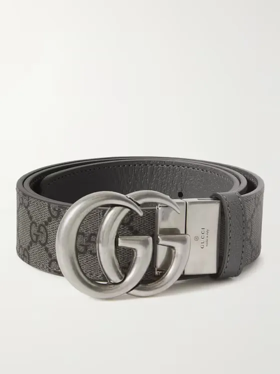 3.5cm Marmont Reversible Monogrammed Coated-Canvas Belt