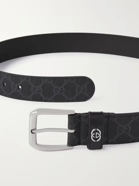 3.5cm Monogrammed Leather Belt