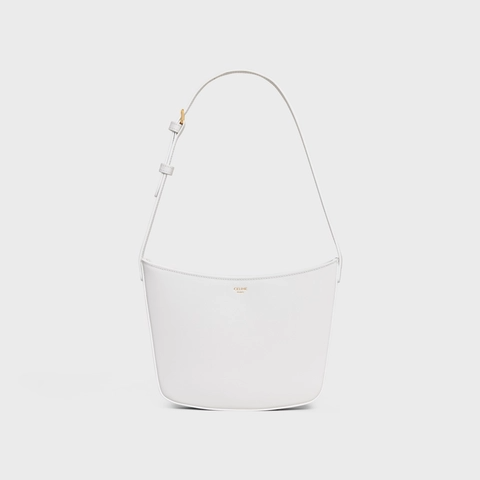 MEDIUM CELINE CROQUE BAG IN SHINY CALFSKIN ARCTIC WHITE