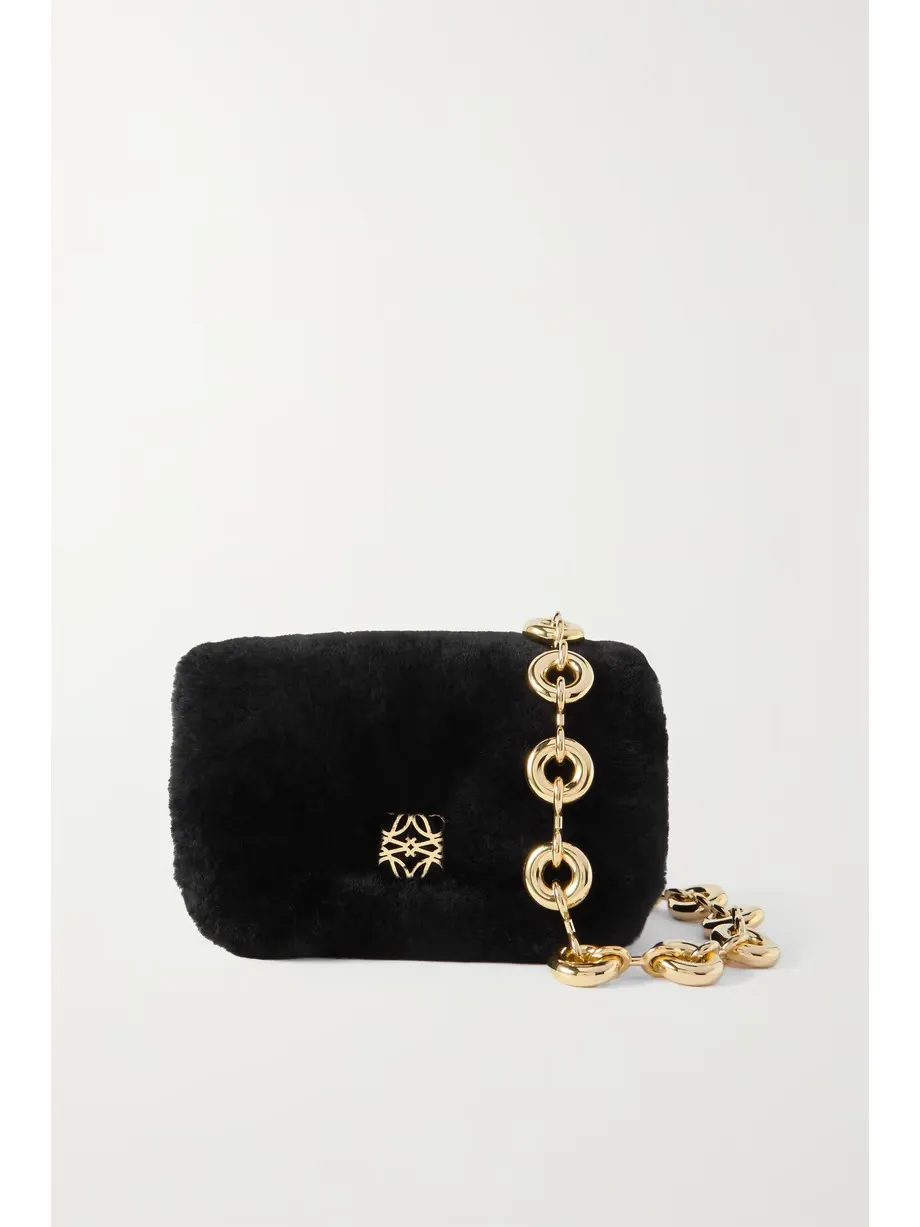 Goya Puffer mini shearling shoulder bag