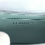 Chanel Mini Classic Square Flap Bag Blue Iridescent Calfskin Silver Hardware