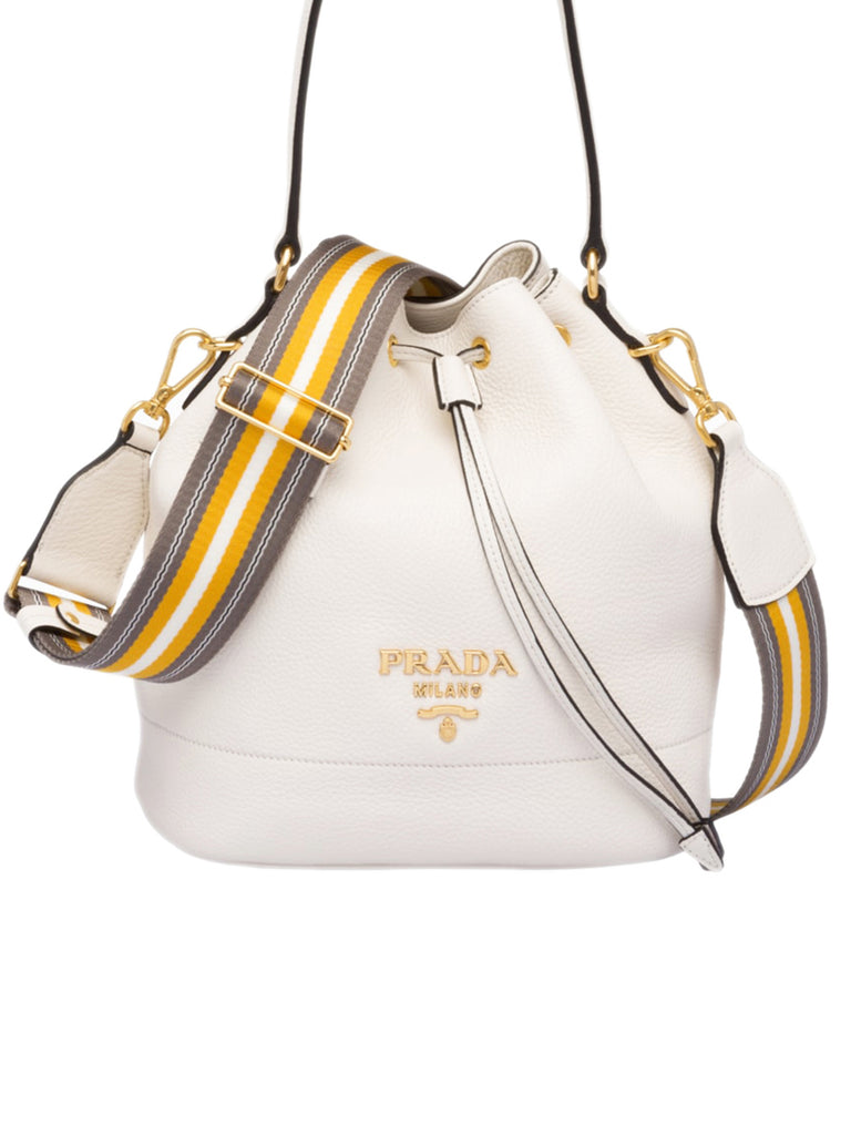 Prada Leather Bucket Bag in White