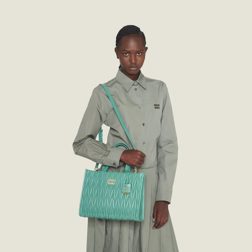 Matelassé nappa leather tote 30cm