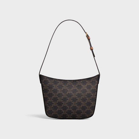 MEDIUM CELINE CROQUE BAG IN TRIOMPHE CANVAS AND CALFSKIN TAN