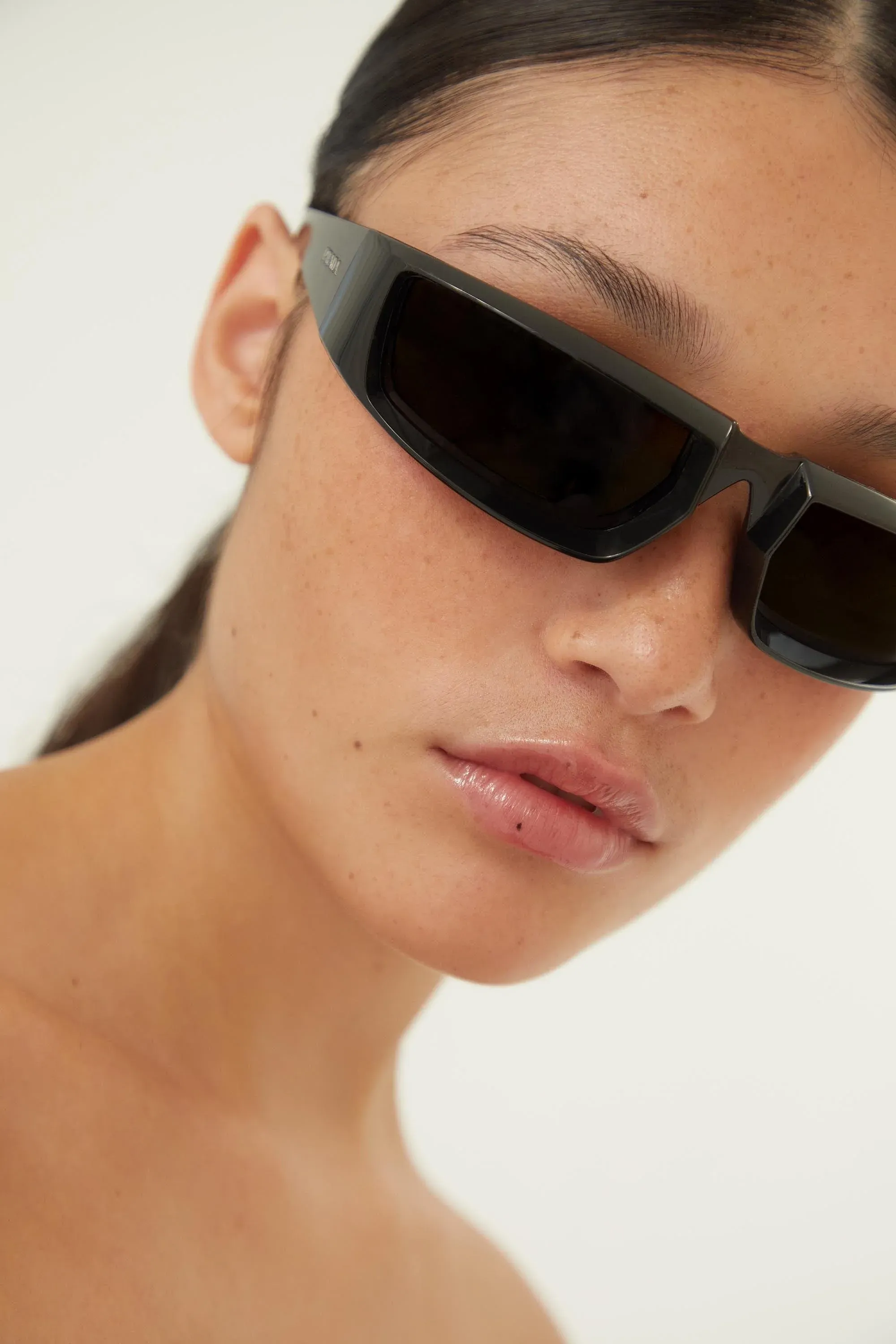 Prada runway wrap around black sunglasses